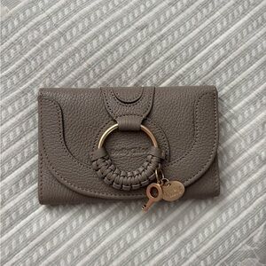 See By Chloe Taupe Wallet with Gold Accents